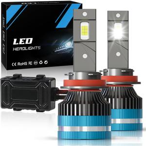 9012 Bulbs, 1000% Brighter 30,000LM HIR2 Powersport Fog Bulbs with Cooling Fan for 70000 Hours Longer Lifespan, Quick Installation, Pack of 2