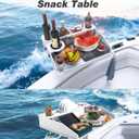 SPIRRELAB 23.2'' x 19.2'' x 4'' Utility Boat Table with Rod Holder Mount, Portable Boat Table and Boat Bar, Marine Tables for Boats with Cup Holders Storage