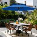 AreShark 9ft 2 Tiers Patio Umbrella - Outdoor Umbrella Waterproof UV Protection, Market Table Umbrella w/Push Button Tilt&Crank for Pool, Porch, Garden(Royal Blue)