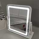 Vanity Mirror with Lights, Height-Adjustable & 360 Rotation, 1/10X Magnification, Three Color Lighting Modes, Makeup Mirror Smart Touch Control, Large Vanity Desk Mirror (17.5in, White)