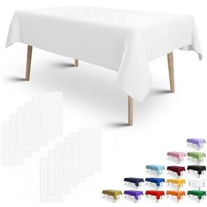 Pack of 5, FULDGAENR Plastic Tablecloth, Disposable White Table Cloth 54x108 Inch for 6-8 Foot Rectangle Table Indoor/Outdoor Parties Birthdays Weddings Anniversary