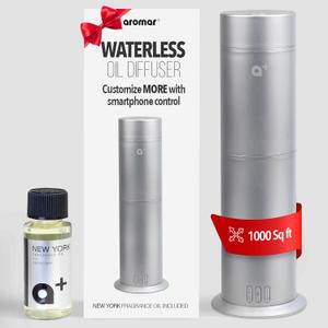 AROMAR Smart Waterless Oil Diffuser - Cold-Air Essential Scent Machine, App-Controlled, Covers 1000 Sq.Ft - Includes 'New York' Scent - Perfect for Home, Office, & Business use - Silver