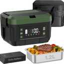 Cordless Electric Lunch Box for Adults  1.2L Stainless Steel Self-Heating Lunch Box with Dual 20000mAh Removable Rechargeable Batteries, Portable Heated Food Warmer for Work, Travel & Office