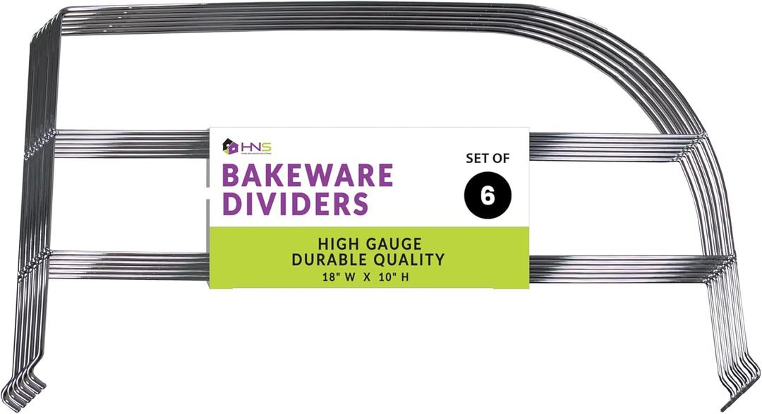 Pull-Out Divider Rack for Sliding Kitchen Drawers - Set of 6 Dividers to Secure Bakeware, Cutting Boards, Trays and Cookie Sheets, Heavy-Duty Chrome Organizer for Cabinets, Pantry & More.