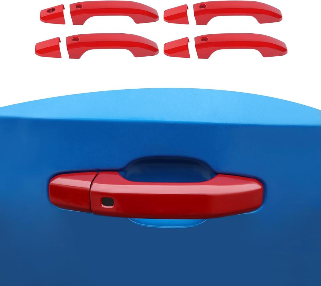 RT-TCZ for Silverado Door Handle Cover Trim Fit for Chevy Tahoe 2021+ Suburban 2020+ Silverado 2019+ for GMC Yukon 2021+ Sierra 2019+ Red Exterior Accessories 4pcs