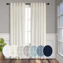 Pitalk Cream Curtains 38 Inch Width for Living Room 2 Panel Back Tab Rod Pocket Natural Linen Light Filter Semi Sheer Long Skinny Curtain for Windows Door Bedroom Farmhouse Decor Ivory Wide 38x84 Long