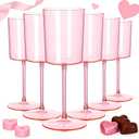 Ciaell 12 Pack Pink Plastic Wine Glasses - 14Oz Plastic Wine Glasses with Stem - Disposable Stemmed Wine Glass for Parties & Weddings & Outdoor & Valentine's Day