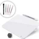 TOWON Small Glass Dry Erase Board, Desk White Board with Standing, Mini Whiteboard Easel Pad Set, Stenography Artifact for Office, Home and School Supplies, 8x6 Inches, White