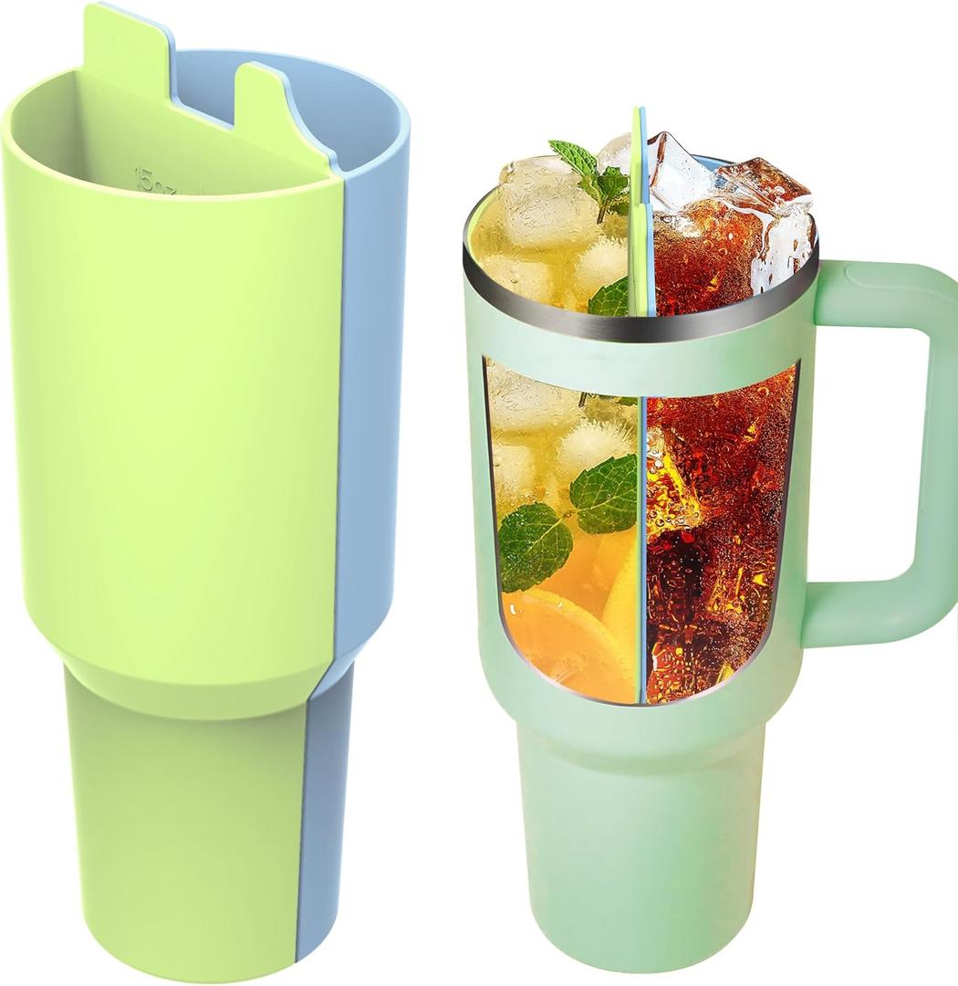 Cup Divider Insert - Two Drinks One Cup Silicone Divider Liner for 40oz Stanley Tumbler Silicone Double Inner Tray Stanley Cup Accessories Reusable Liner for Dual-Sided Drink Blue