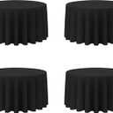 BRILLMAX Pack of 3 Black Round Tablecloths 120 Inch - Circle Bulk Linen Polyester Fabric Washable Table Cloth Cover for Wedding Reception Banquet Birthday Party Buffet Restaurant