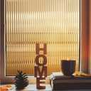 Windimiley Window Privacy Film 3D Reeded Glass Static Clings Fluted Frosted Decorative Window Stickers Winter Heat Control Sun Blocking Film Peel and Stick Adhesive Door Cover,23.6x78.7in,Umber