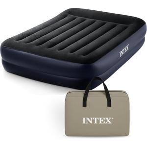 Intex Air Mattress, 64123ED Dura-Beam Plus Pillow Rest Fiber-Tech Queen Size Built-in Electric Pump 16.5in Bed Height 600lb Weight Capacity