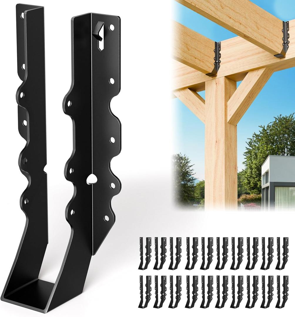 20 Pcs Black 2x10 Joist Hanger,LU210 18 Gauge Double Shear Face Mount Joist Hanger,Hurricane Ties for Rafters Tie Brackets Great for Floor Deck and Ceiling Joists