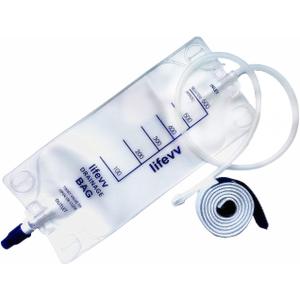 Lifevv 600 ML Urine Drainage Bag, Drainage w/Clear Bag, Nephrostomy Bag,with 24" Silicone Tube,Twist Drain Valve (1 Pack)