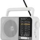 BAIJIALI AM FM SW Portable Radio - Dual Power (Battery/USB) Emergency Receiver with Loudspeaker, Transistor Design for Indoor/Outdoor, Travel & Survival Kit Ready (White, BJL-671)