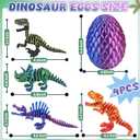 Kyerivs 4PCS 3D Printed Dinosaur Easter Egg, Cool 3D Printer Dinosaur Fidget Toys for Kids, Animals Fidget Dinosaur Eggs, Prefilled Easter Eggs Basket Stuffers Toys for Kids Boys Teen