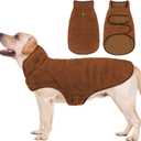 Malier Dog Winter Coat, Reversible Fleece Dog Cold Weather Coats, Windproof Warm Snow Puppy Jacket Vest Pet Clothes for Small Medium Large Dogs (Brown, Large)