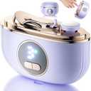 Electric Nail Clipper, 2 in1 Smart Toenail Clippers with Polishing for Fingers and Toes, Rechargeable Fingernail Trimmer with 3 Adjustable Speeds for Senior Adults Men Caregivers(Lightpurple)