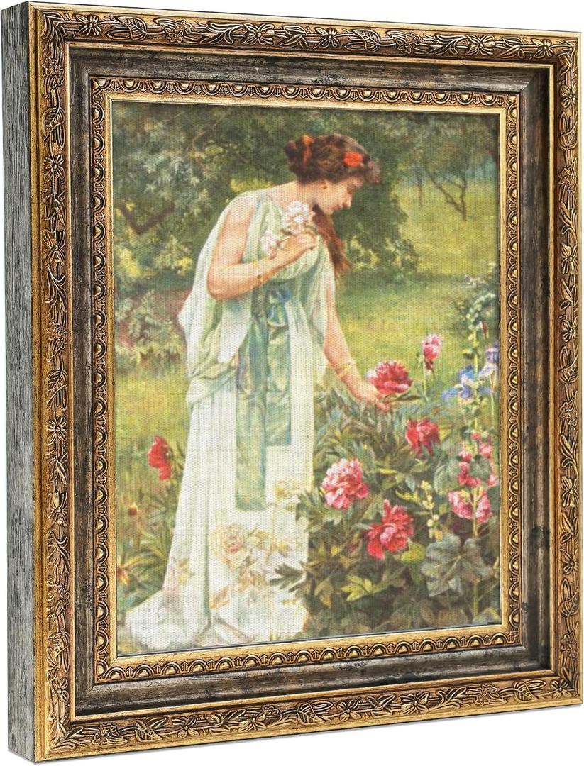Abtgt 8x10 Canvas Floating Frame, Depth 2cm, Bronze Gold Antique Ornate Canvas Frame for Oil Painting Art Prints, Vertical or Horizontal Wall Display, 1 Pack