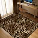 Leopard Area Rug 5x7 for Bedroom,Cheetah Print Carpets for Living Room,Ultra-Thin Washable Throw Rugs Indoor Animal Print Hide Non Slip Accent Floor Mats for Dining Room,Laundry Room,Office,Brown
