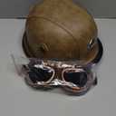 Motorcycle Half Helmet Retro German Handmade Leather Half Face Quick Release Buckle & Goggles - DOT Approved (Light Brown, L)