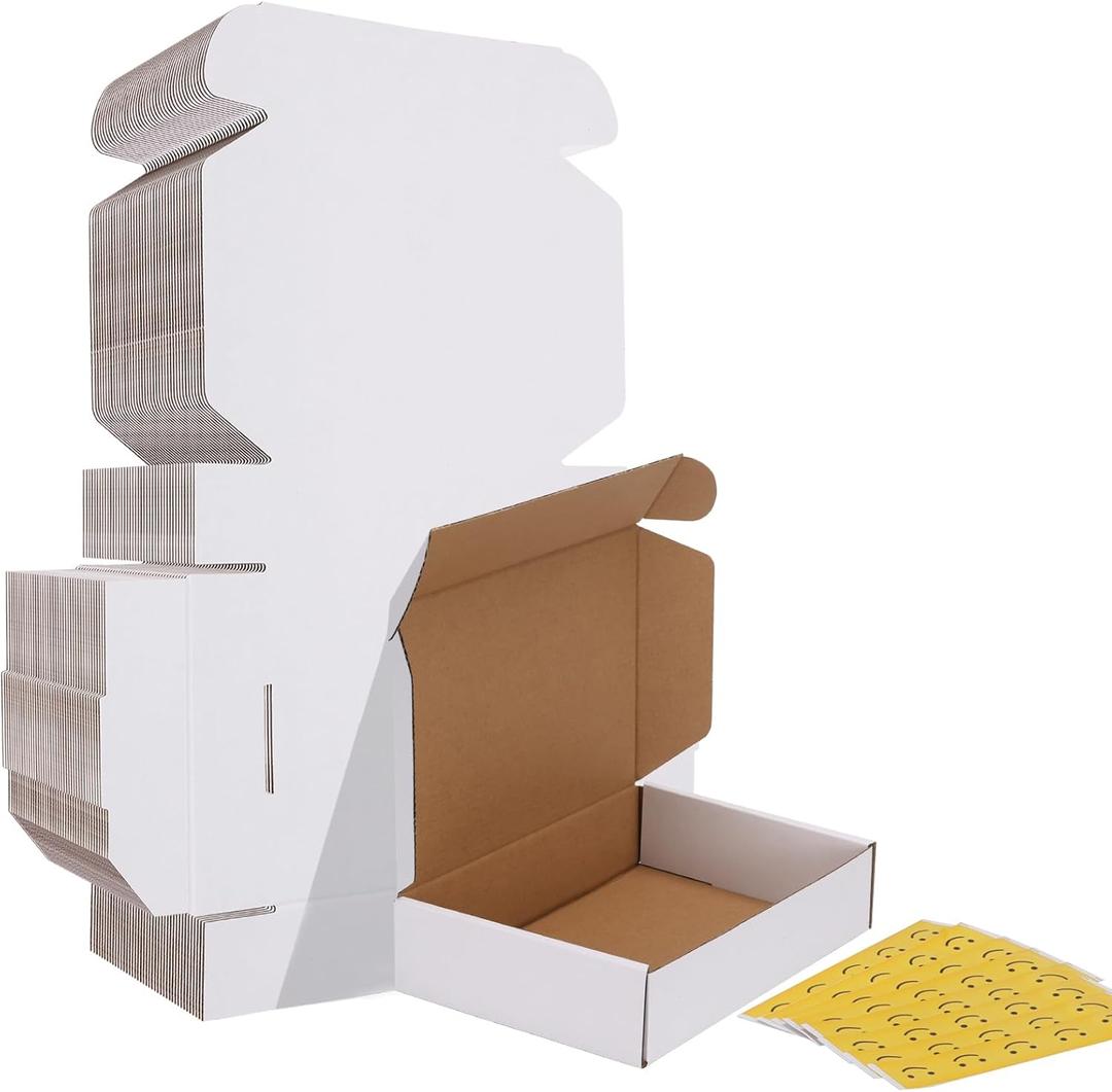HORLIMER 40 Pack 9x6x2 Shipping Boxes, White Corrugated Cardboard Box for Mailing, Packaging, Small Business