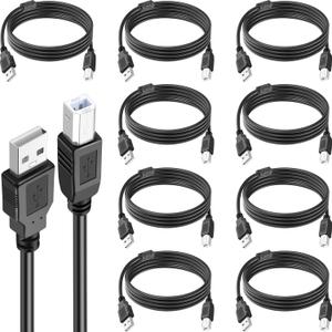 10 Pack USB Printer Cable, 6FT USB A to B, High-Speed Printer Cord Compatible with Hp, Canon, Brother, Samsung, Dell, Epson, Lexmark, Xerox, Piano, Dac, and More (Black)