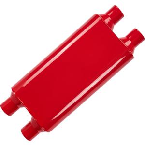 Universal 80Series Mufflers 2.25 Inch Dul Inlet (ID) 2.25 Inch Dul Outlet (ID), 3 Chamber Performance Automotive Muffler Exhaust FH20D20 (Red)