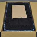 Wimarsbon Natural Seagrass Footstool Ottoman Rectangular Footrest Pouf Ottomans with Wooden Legs Hand Weave Step Stool for Living Room Bedroom Entryway Blue