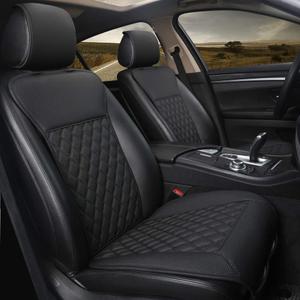 Black Panther 1 Pair Luxury Car Seat Covers Protectors, Universal Anti-Slip Driver Seat Cover with Partial Backrest Coverage (Middle Part Only), Diamond Pattern, Compatible with 95% Cars (Black)