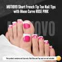 Short Toe Nail Tips White French Tip ROSE PINK Press on with Moon Curve,Soft Gel False Nail Kit,Thick Sharp Square Toenail Extension,Need Builder Gel Top Coat,No Glue Included x15 Sizes 240 pcs