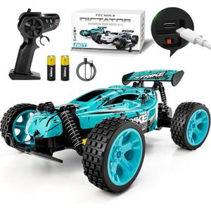 Tecnock RC Cars Remote Control Car for Kids, 1:18 Scale 20 KM/H 2WD Offroad Buggy, 2.4GHz RC Racing Car with USB-C Easy Charging & 50 Mins Playtime, Toys Gifts for Boys & Girls (Blue)