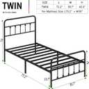 Twin Size Metal Bed Frame with Headboard and Footboard,Black | 12 Inch Underbed Storage Space, Heavy Duty Mattress Foundation, Steel Slat Support,No Box Spring Needed