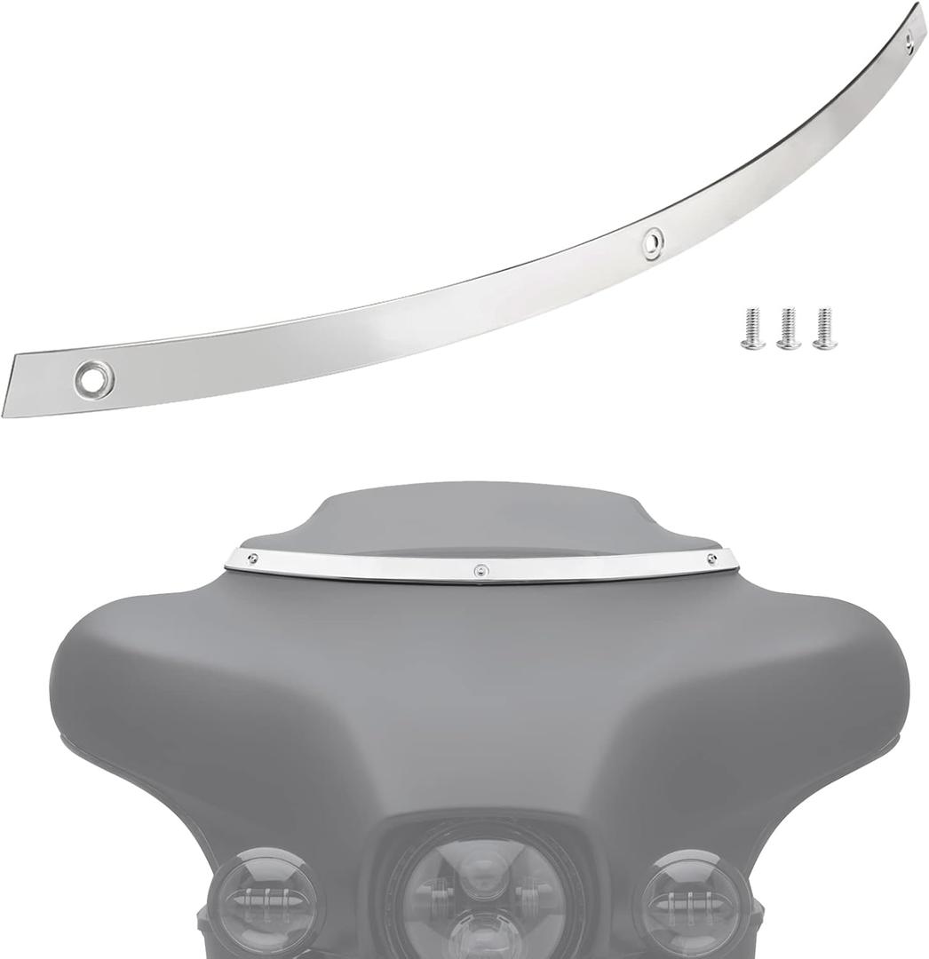 Amazicha Polished Windshield Trim Chrome Compatible for Harley Davidson Touring Street Glide Electra Glide Ultra Limited Tri Glide 1996-2013 (23inch)