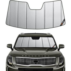 Pigenius Windshield Sunshade for Kia Telluride 2020-2025 (SUV), Premium Grey Leather Finish