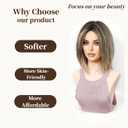 Golden Blonde Gradient Human Hair Wigs for Women Middle Part Shoulder Length Straight Bob Short Hair Glueless Lightweight Natural Look (Light Golden)