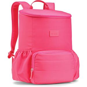 Fit & Fresh Insulated Backpack Soft Cooler  Leak-Resistant Beach & Travel Bag for Women, 24 Can Capacity Picnic & Cooler Bag (Hot Pink)