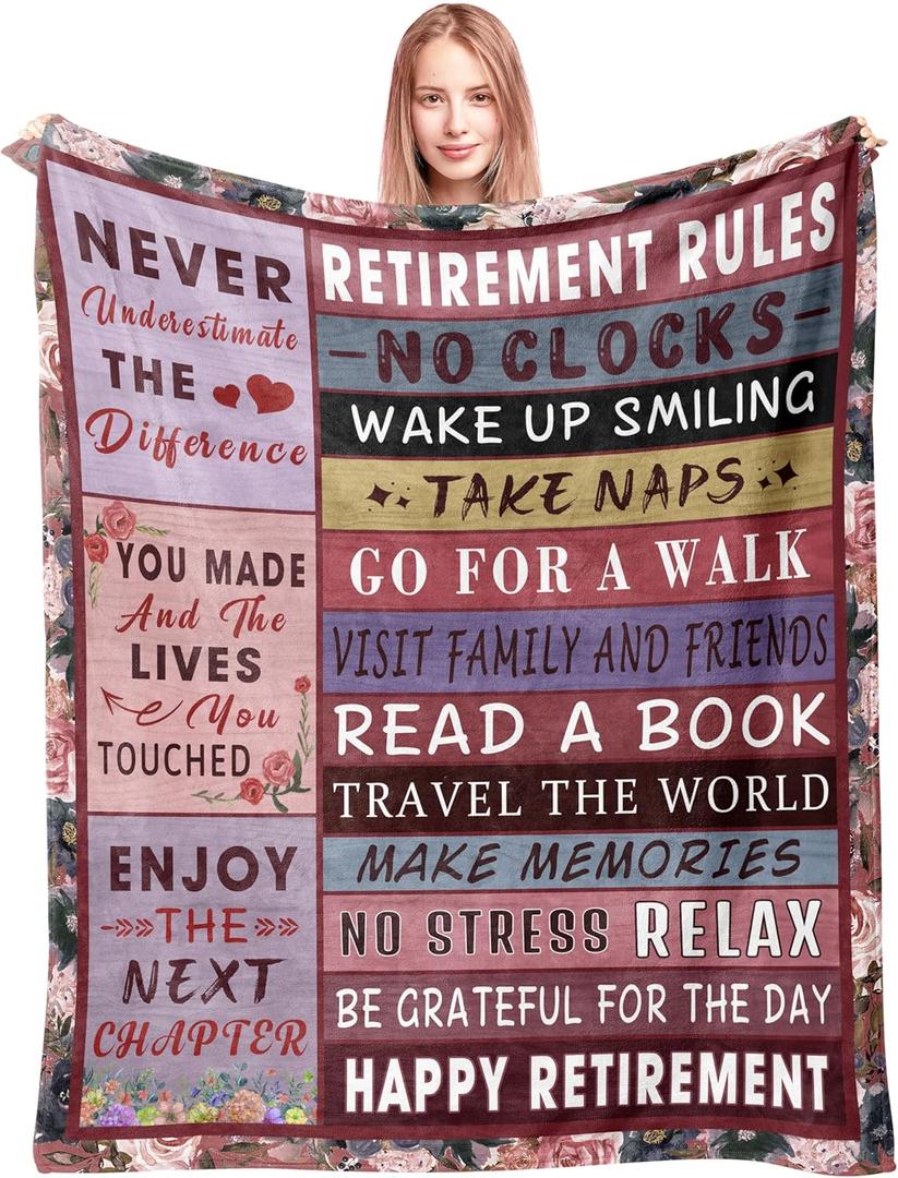Retirement Gift for Woman 2025 Blanket 60"x50" - Retirement Gifts for Women Coworkers Nurse Teacher - Retired Gifts for Women - Best Gift Ideas for Retirement - Happy Retirement Decorations