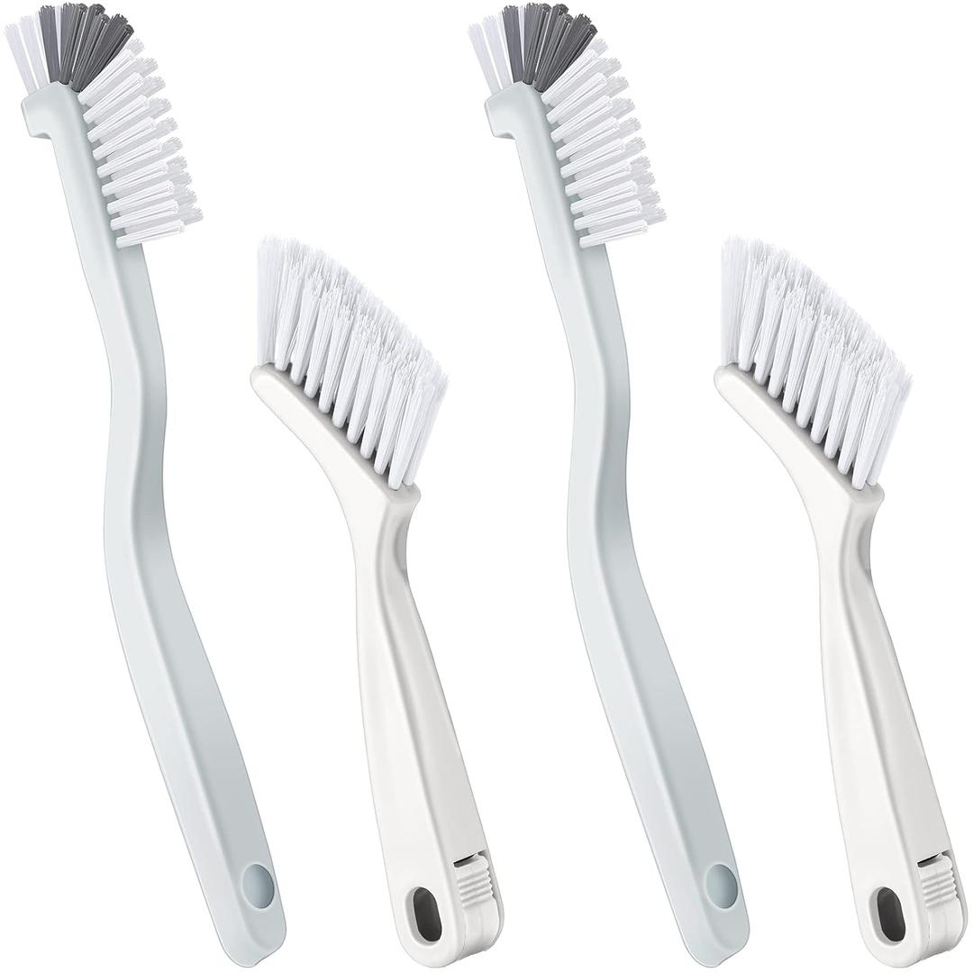 Patelai 4 Pieces Cleaning Brush Sets Small Scrub Brush Household Use for Cleaning Bottle Sink Kitchen Sink Corner Dish Edge Grout Bathroom Sliding Door Window Track(White)