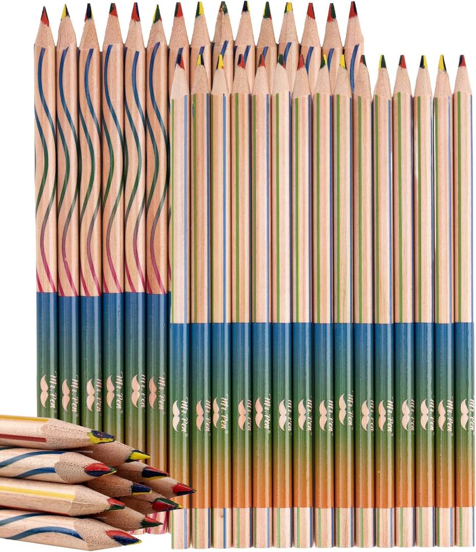 Mr. Pen Rainbow Pencils for Kids and Adults, 30 pcs, 4 Color in 1 Rainbow Colored Pencils Kids and Adults