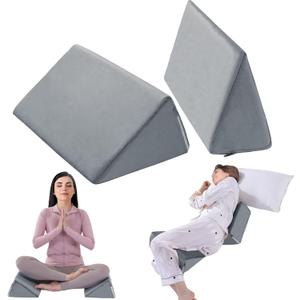 BALAPET 2 Pcs Small Wedge Pillow for SleepingPremium Foam Bed Pillow for Side Sleeping,Triangle Wedge Pillow for Leg Elevation,Yoga,Reduce Back Pain(Gray)