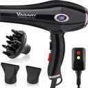 VAGARY Professional Salon 2200W Blower Dryer with Diffuser Concentrator Nozzles,Negative Ionic Blow Dryer,Low Noise Hair Dryers,2 Speeds and 2 Heat Settings 1 Cool Shot Button (Color of Gun)
