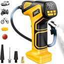 DIYtoolifz 150PSI Tire Inflator Portable Air Compressor: Cordless Air Pump Compatible with Dewalt 20V Battery - Car Tire Pump with Digital Pressure Gauge & LED Light for Auto, Motorcycles (Bare Tool)