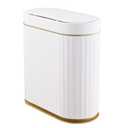 ELPHECO Bathroom Trash Can with lid 2.5 Gallon Waterproof Motion Sensor Wastebasket, Automatic Trash Bin Bathroom Decor for Bedroom and Office White with Golden Trim