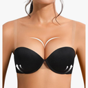 Strapless Push Up Bra with Clear Straps for Women, Thick Padded Underwire Convertible Bras Add One Cup 36 C