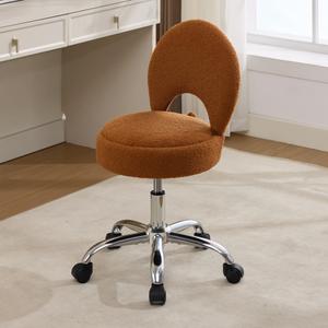 Forfutra Home Office Chair Foldable Vanity Chair Vanity Stool with Storage 15.8" Spacious Seat 360° Swivel Height Adjustable Black