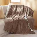 Bedsure GentleSoft Heated Blanket Throw - Soft Ribbed Flannel Electric Blanket, Heating with 4 Time Settings, 6 Heat Settings, and 3 hrs Timer Auto Shut Off, Gifts for Grandma (50x60 inches, Brown)
