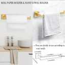 BOZWELL 5 Piece Light Brushed Gold Stainless Steel Towel Bar Set, 23.6 inch Square Bathroom Hardware Accessories Set,Wall Mounted Towel Racks for Bathroom with TP