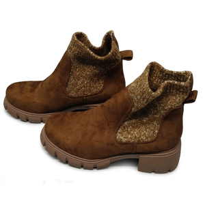 Women's Ankle Boots Comfy Chelsea Mid Heel Elastic Chunky Heel Lug Sole Booties Size 8