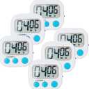 6 Pack Digital Timer for Kids Teachers, Magnetic Countdown Kitchen Timers for Kitchen, Study, Work, Classroom, Exercise Training, Outdoor Activities, White